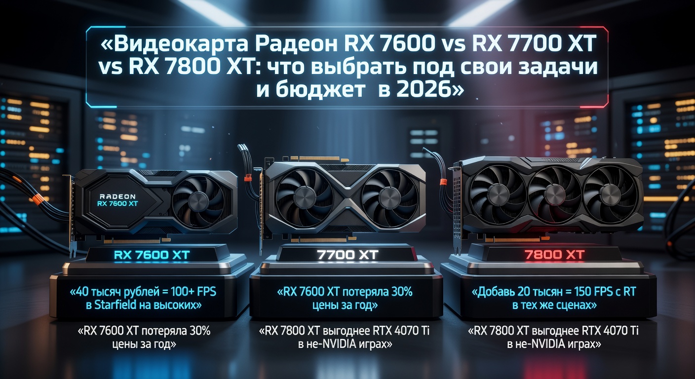 Видеокарта Радеон RX 7600 vs RX 7700 XT vs RX 7800 XT: что выбрать: что выбрать под свои задачи и бюджет в 2026